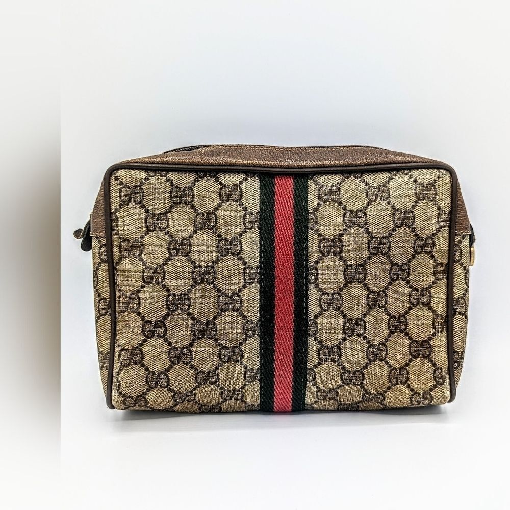 Gucci GG Canvas Web Sherry Line Clutch Bag